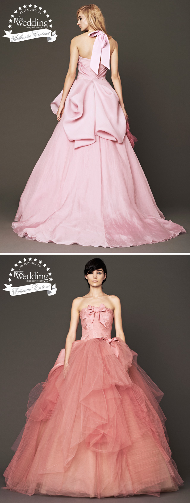 Vera Wang, Fall 2014 Bridal, New York Bridal Week, Perfect Wedding magazine, Fashion, Pink gowns