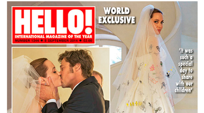 Angelina Jolie, Brad Pitt, Secret Wedding, Angelina Jolie Versace Wedding Gown, Angelina Jolie's wedding gown sketch, Perfect Wedding Magazine, Wedding Blog, Chateau Miraval, France