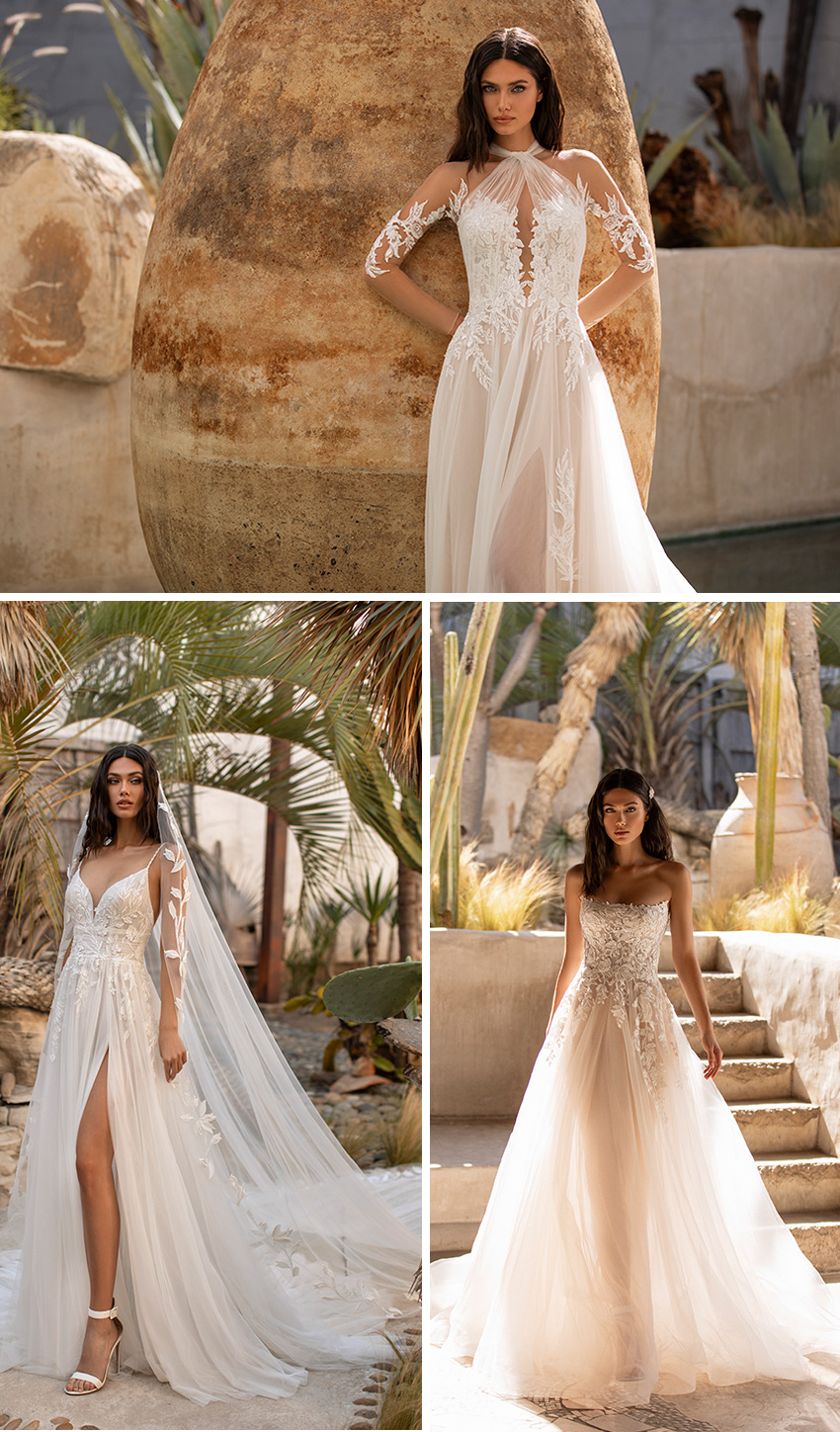 Pronovias 2021 Cruise collection tulle gowns with floral motifs Perfect Wedding Magazine