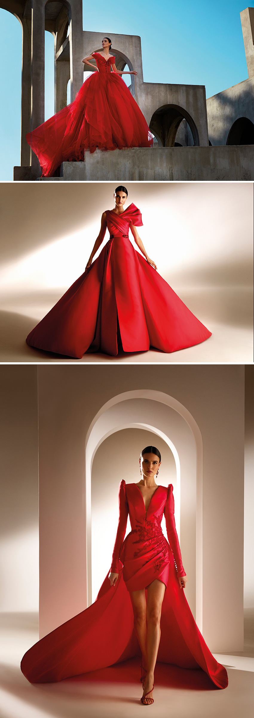 Red gowns are the star in the new Atelier Pronovias Premiere Haute Couture collection in Perfect Wedding Magazine