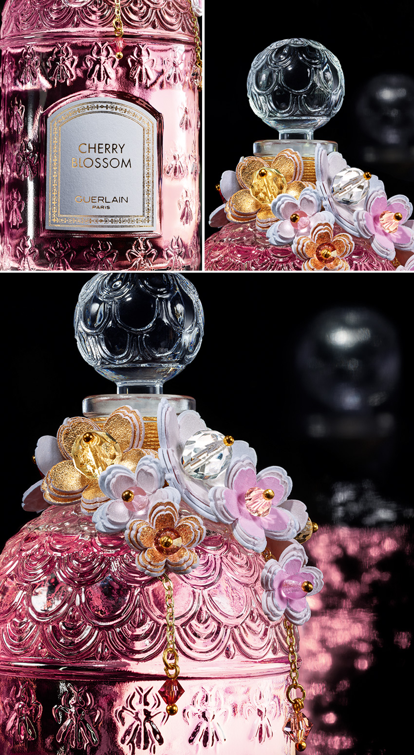Guerlain Cherry Blossom bottle designed by French artist Lucie Touré