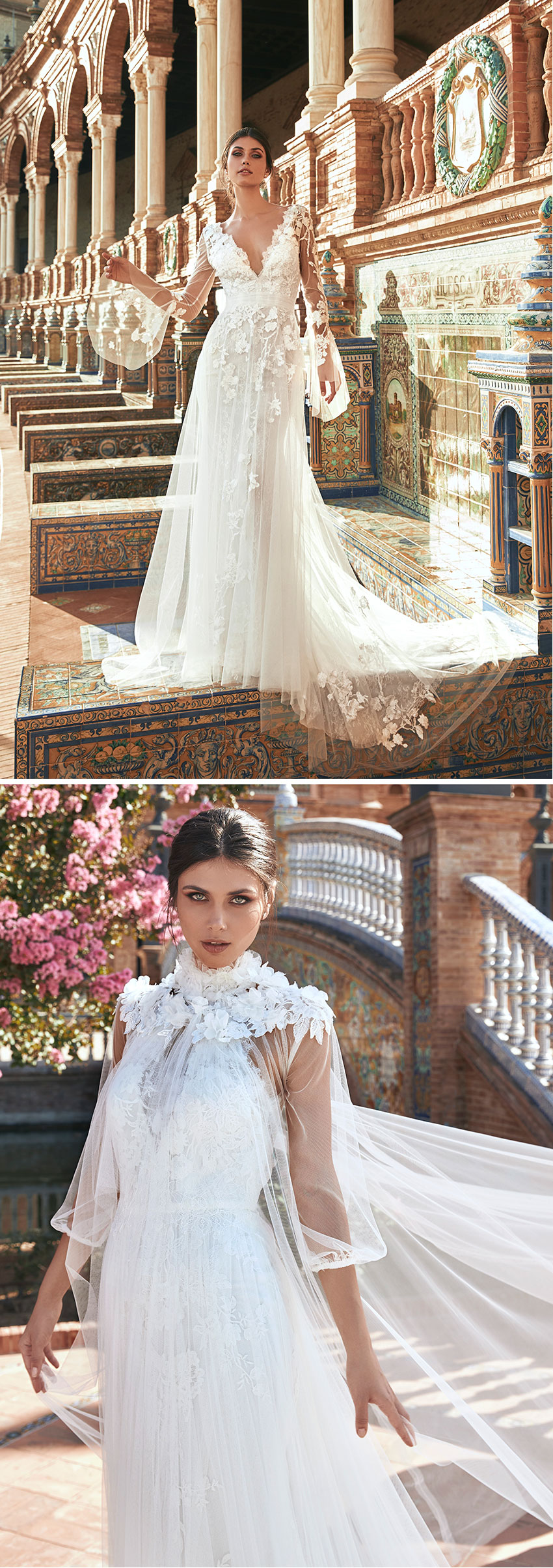 Marchesa for Pronovias bridal collection includes tulle and lace dresses Perfect Wedding Magazine