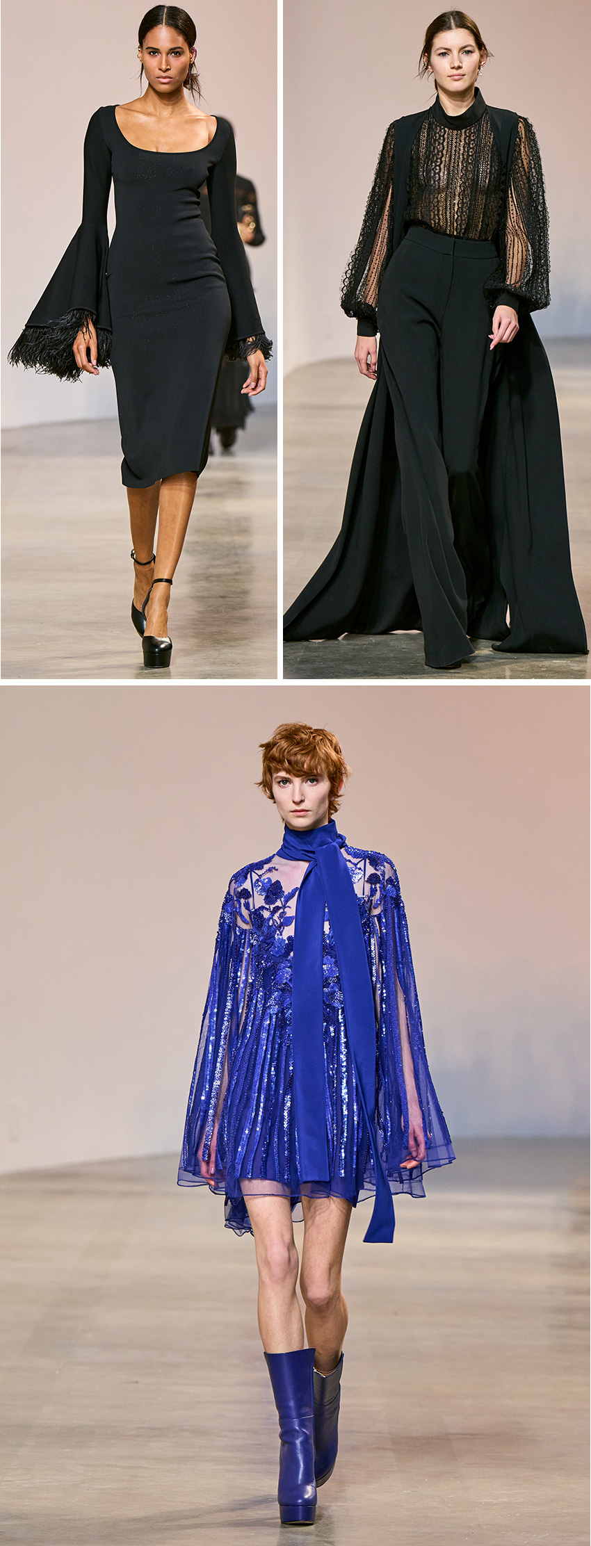 Elie Saab Ready to Wear Fall Winter 2022-23 dresses with embroidered sequins