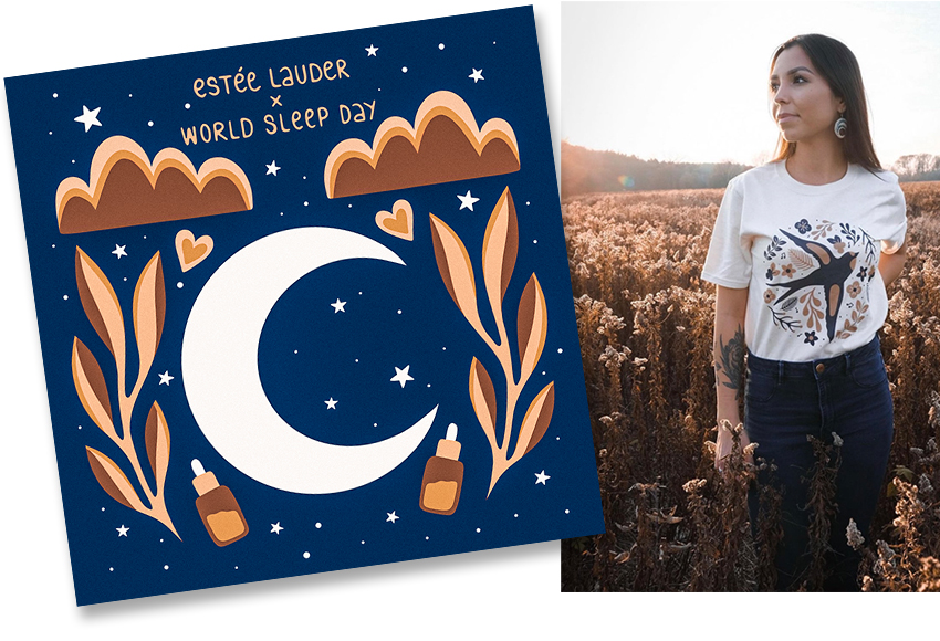 Estée Lauder celebrates World Sleep Day with a campaign illustrated by French - First Nations Indigenous artist Alanah Astehtsi Otsistohkwa