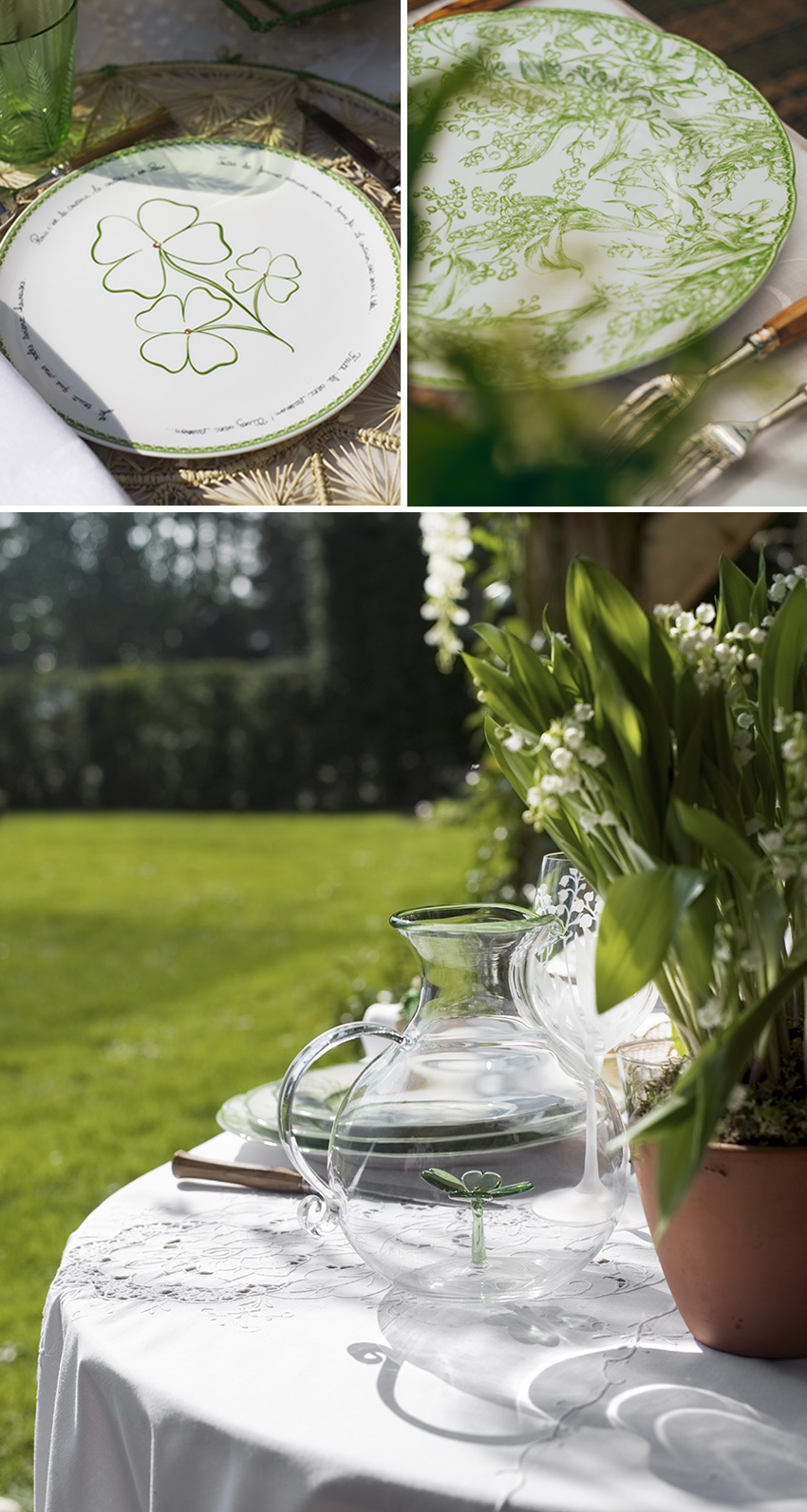 Dior Maison Lilly of the Valley tableware designed by Cordelia de Castellane