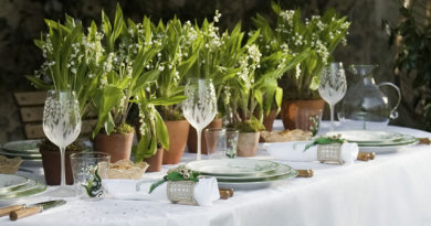 Dior Maison table setting with Lily of the Valley tableware collection
