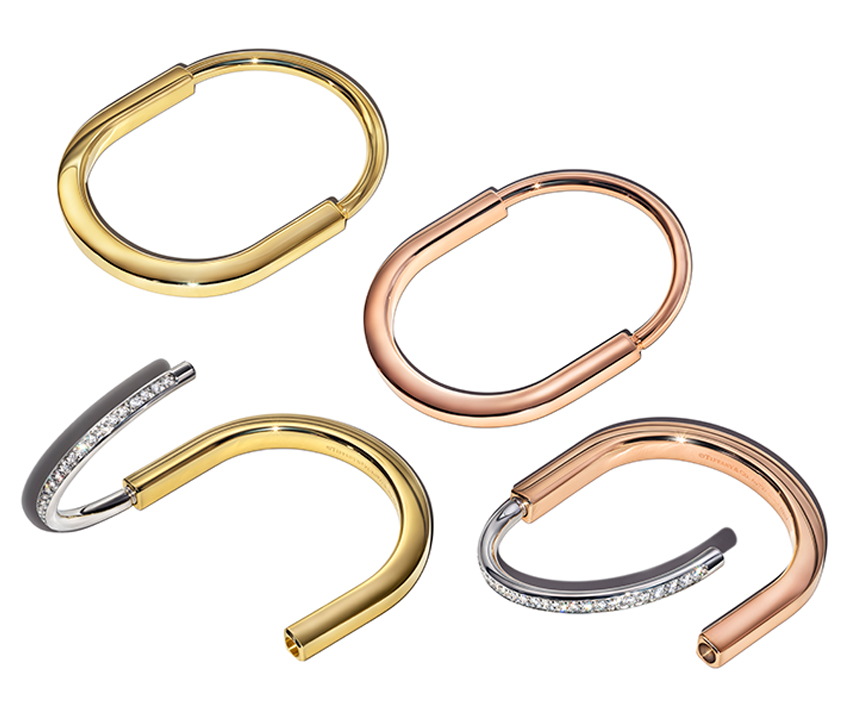 Tiffany Lock bracelets in Gold and Rose Gold with diamonds