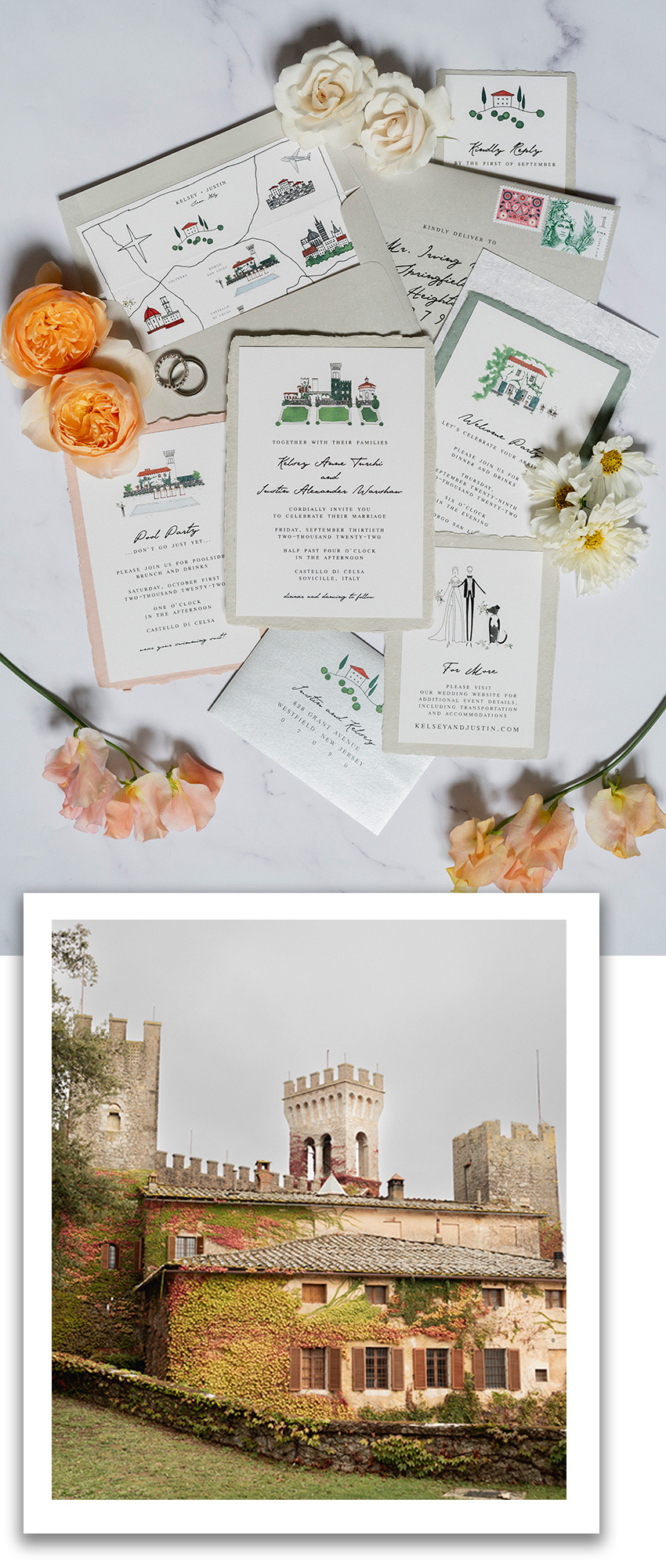 Castello di Celsa wedding venue and wedding stationery
