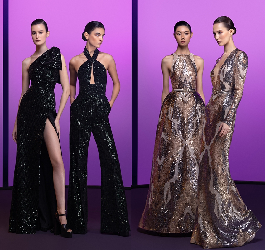 Elie Saab Pre-Fall 2023 collection black and gold dresses