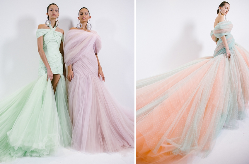 Giambattista Valli Haute Couture Spring Summer 2023 gowns in pastel colours