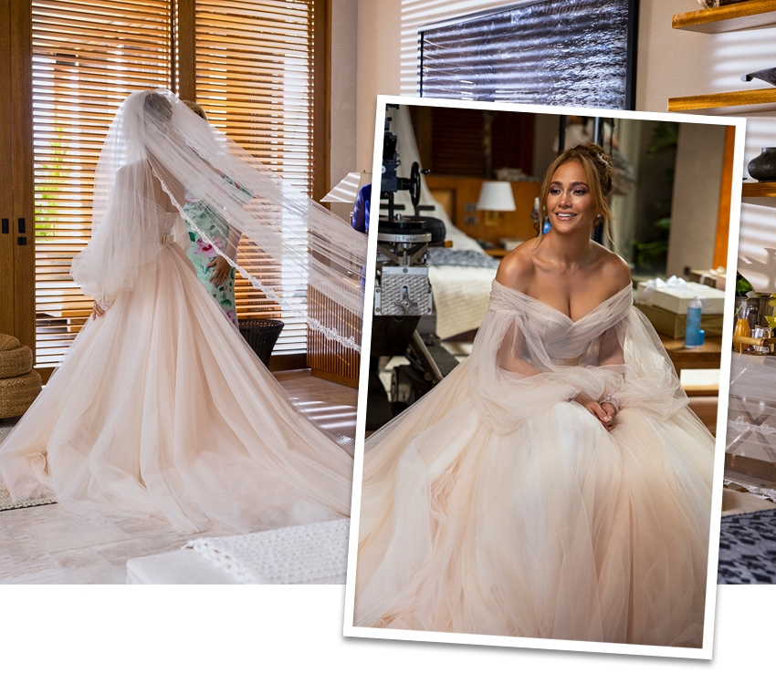Jennifer Lopez wedding gown by Galia Lahav in the movie Shotgun Wedding