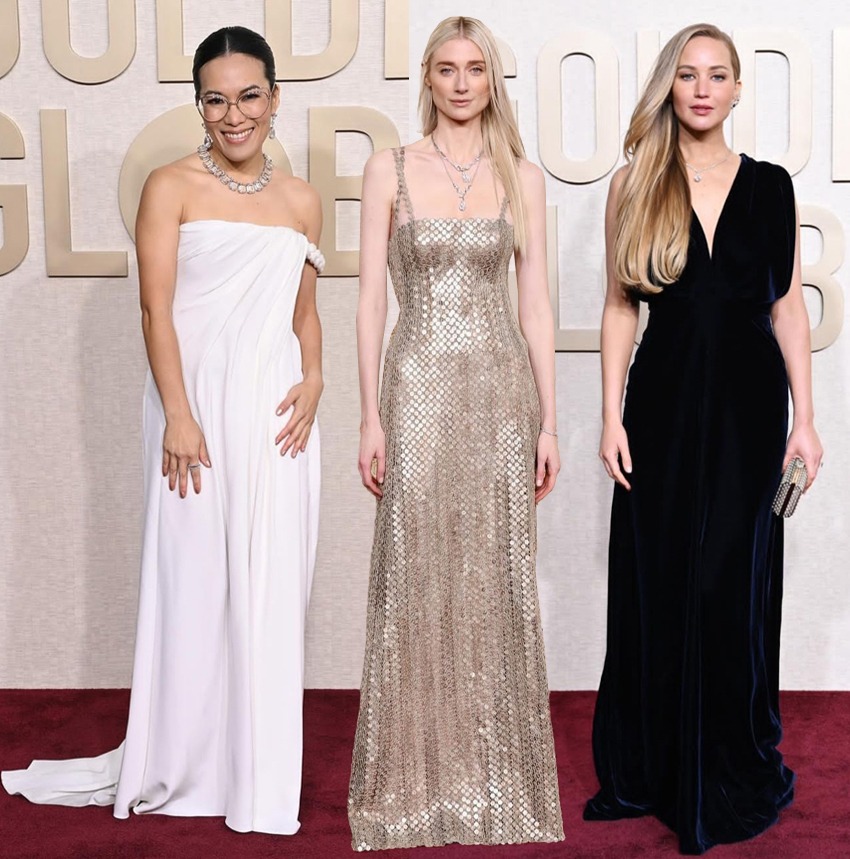 Jennifer Lawrence, Elizabeth Debicki and Ali Wong wear Dior dresses for the Golden Globes night