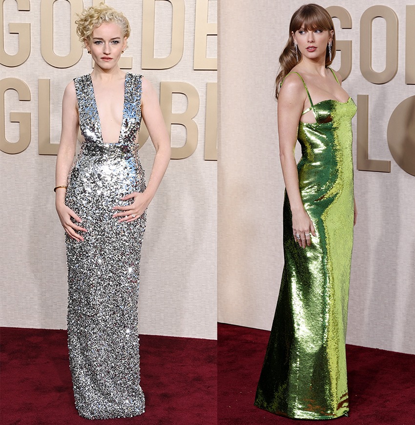 Julia Garner and Taylor Swift wear gucci at Golden Globes